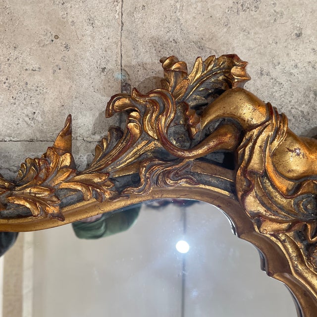 1940s Pair of French Carved Gilt Composite Mirrors French For Sale In Miami - Image 6 of 11