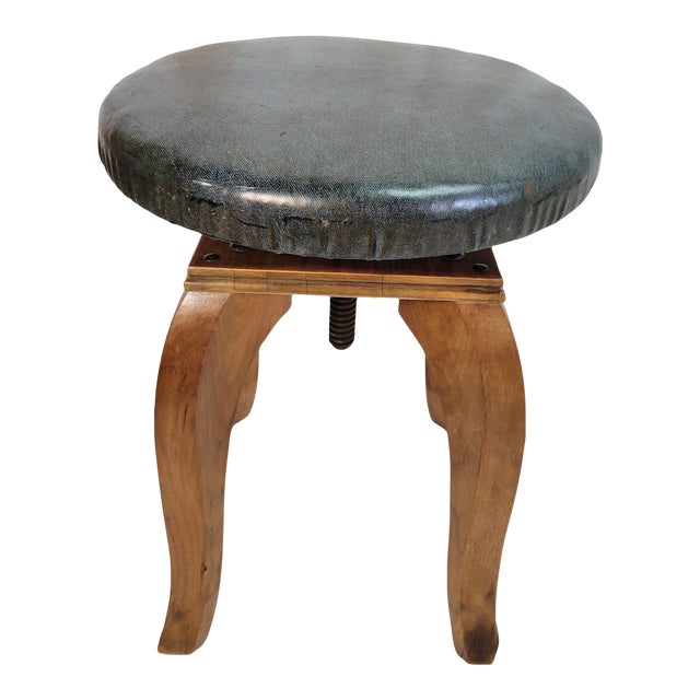 Antique 19th Century Biedermeier Adjustable European Wood Piano Stool For Sale