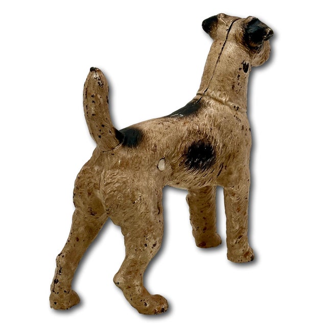 Very Rare Oversize 1930s Hubley #387 Standing Full Figure Fox Terrier Cast Iron Dog Doorstop - 10 Inches Tall X 12 Inches Long For Sale - Image 15 of 18