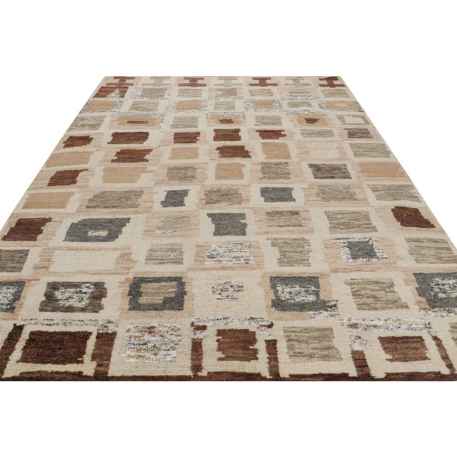 Contemporary Rug & Kilim’s Geometric Moroccan Style Rug in Beige-Brown and Gray For Sale - Image 3 of 7