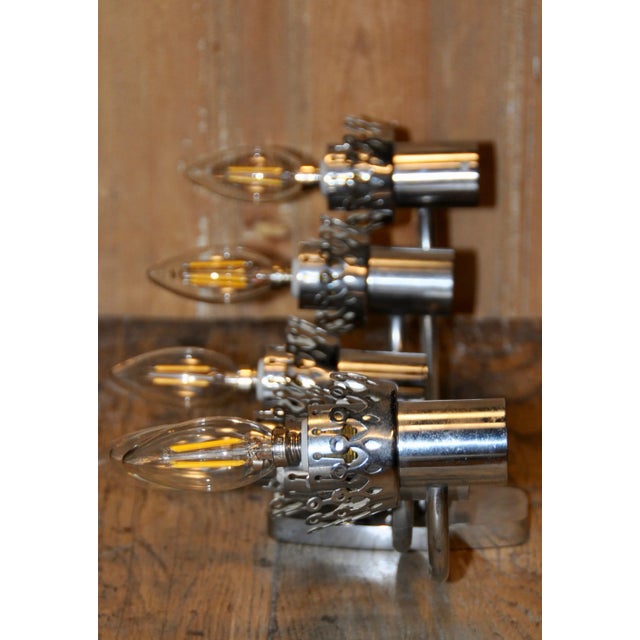 Chrome 6-Light Wall Sconce, 1960s For Sale - Image 9 of 13