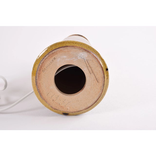 Mid-Century Modern Amber Yellow and Brown Ceramic Table Lamp with Lampshade from Kähler, Denmark, 1960s For Sale - Image 9 of 13