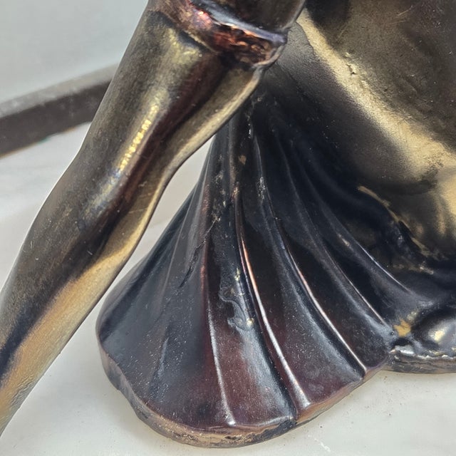 1920s Art Deco Egyptian Revival Nude Spelter & Marble Table Lamp For Sale - Image 16 of 16