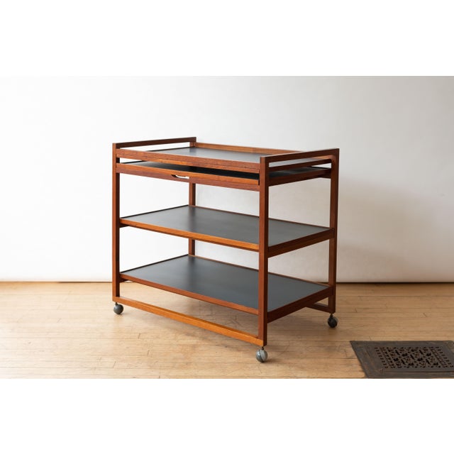 1960s Niels Erik Glasdam Jensen Teak Bar Cart | Chairish
