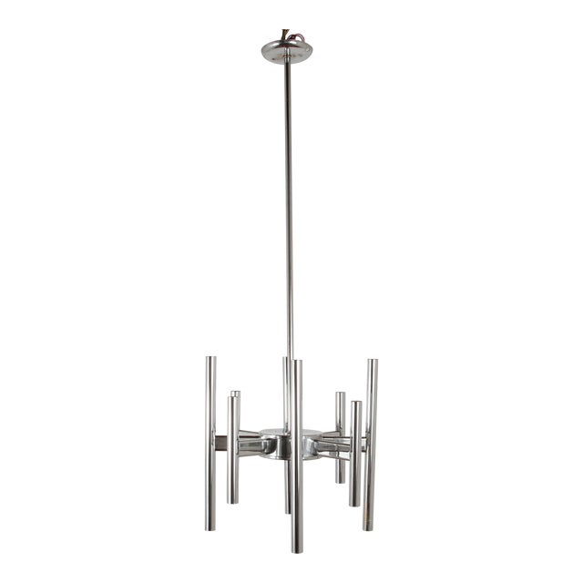 1970s Scolari Eight-Arm Chrome Chandelier For Sale
