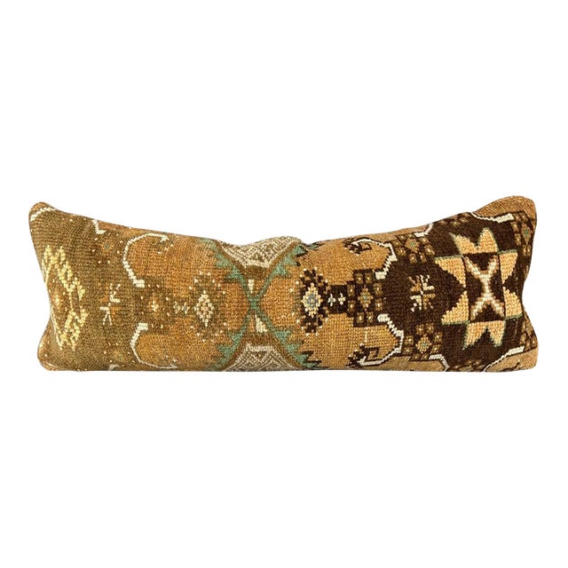 14 x 35 Lumbar Kilim Rug Dream Oasis Turkish Pillow Cushion Cover For Sale