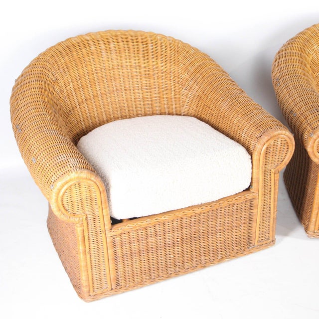 Set of Wicker Bergere Chairs For Sale - Image 6 of 10