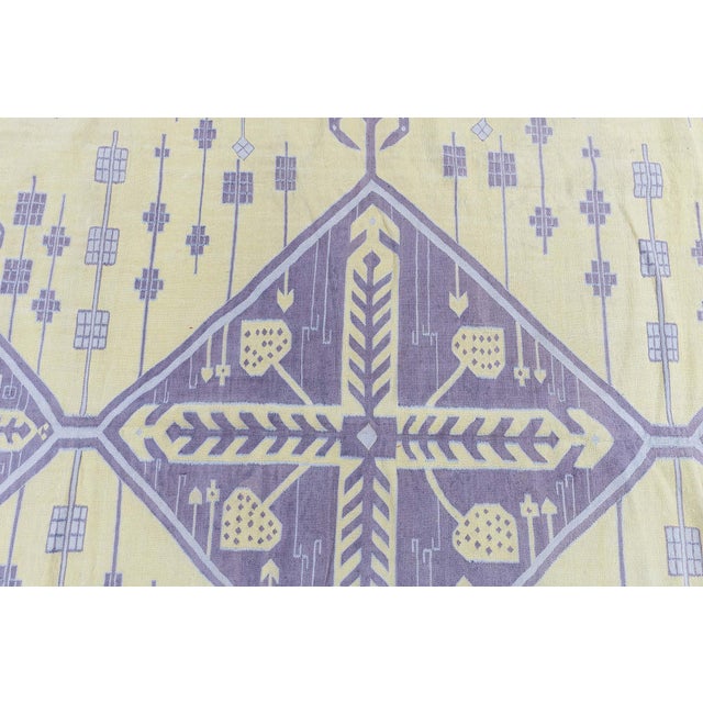 Doris Leslie Blau Vintage Dhurrie Pale Sand With Lavender Flatweave Cotton Rug For Sale - Image 4 of 11