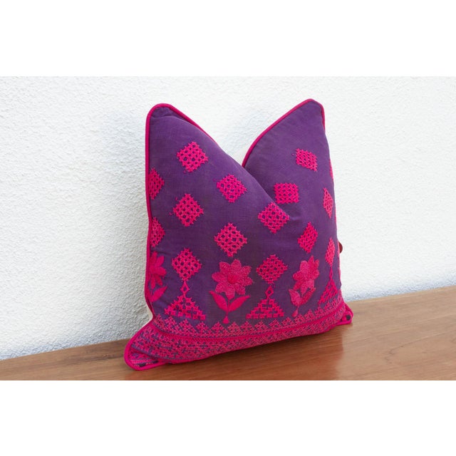 Hasi Embroidered Floral Pillow For Sale In Los Angeles - Image 6 of 8