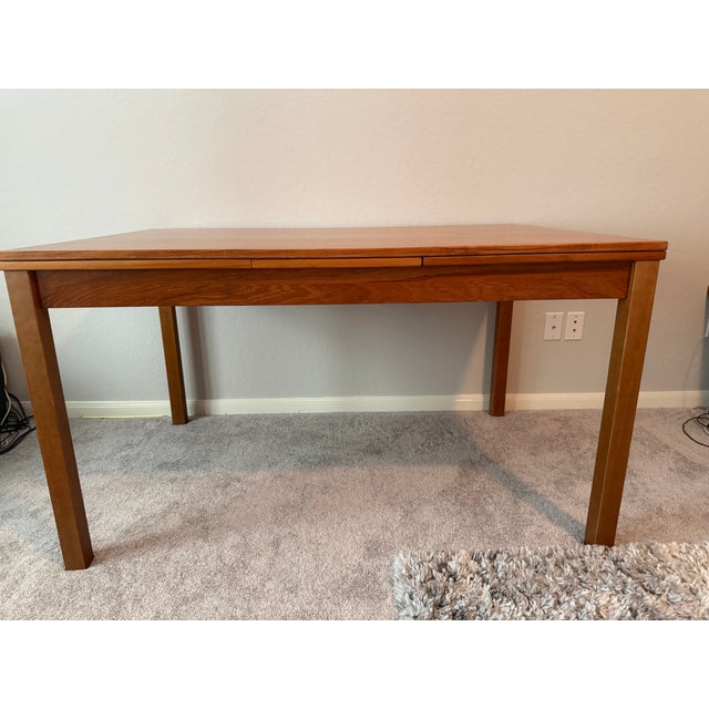 Wood Mid 20th Century Ansager Mobler 92” Danish Modern Teak Twin Leaf Extension Dining Table For Sale - Image 7 of 9