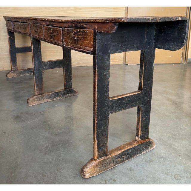 18th Century 18th Century Large Solid Wood Walnut Console Table With Six Drawers For Sale - Image 5 of 17