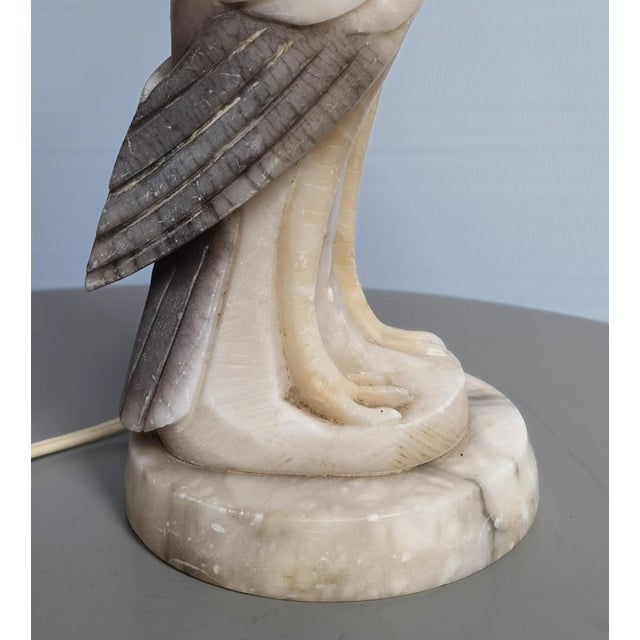 Mid‑Century Italian Alabaster Heron Table Lamp For Sale - Image 4 of 5