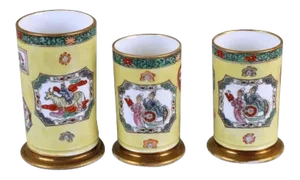 Early 19th Century English Regency Mason's Ironstone Porcelain Spill Vases- Set of 3
