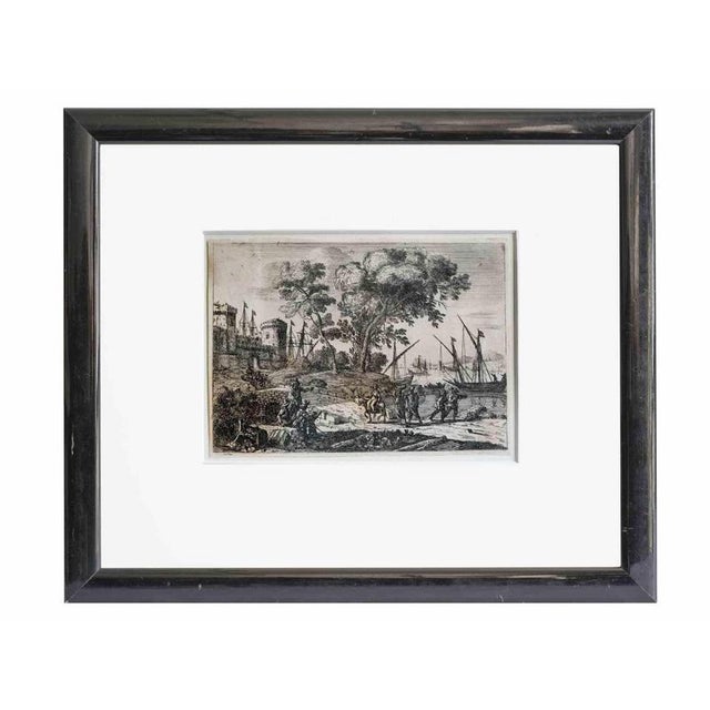 Landscape is an old master artwork realized by Artist of late 17th Century. Etching on paper. Includes frame 31.8 x 37 cm