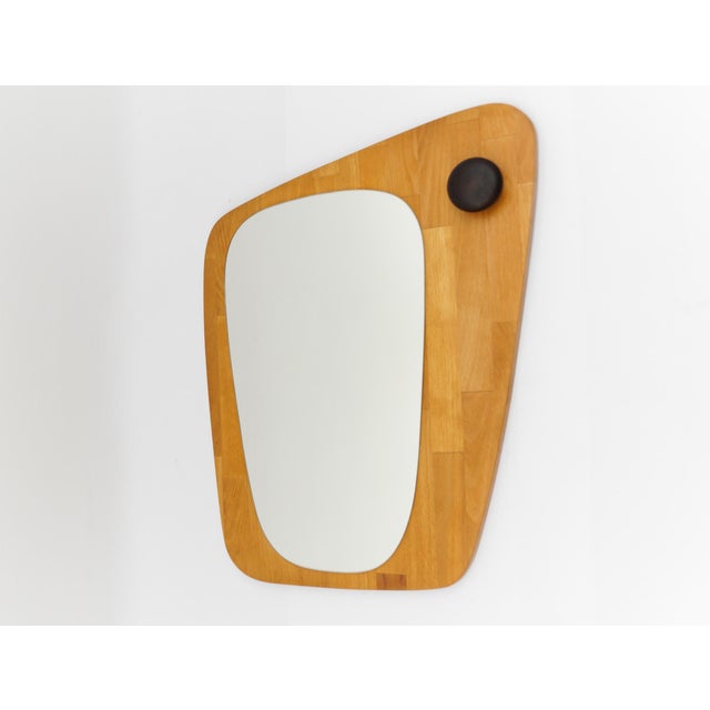 Vintage Wooden Asymetric Wall Mirror, Sweden, 1960s For Sale - Image 11 of 11