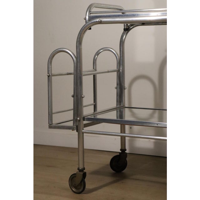 Vintage Rolling Trolley in Chrome Metal and Mirrored Glass, 1970s For Sale - Image 6 of 18