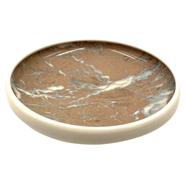 White Marbled Ceramic Centerpiece by Alvino Bagni, 1970 For Sale