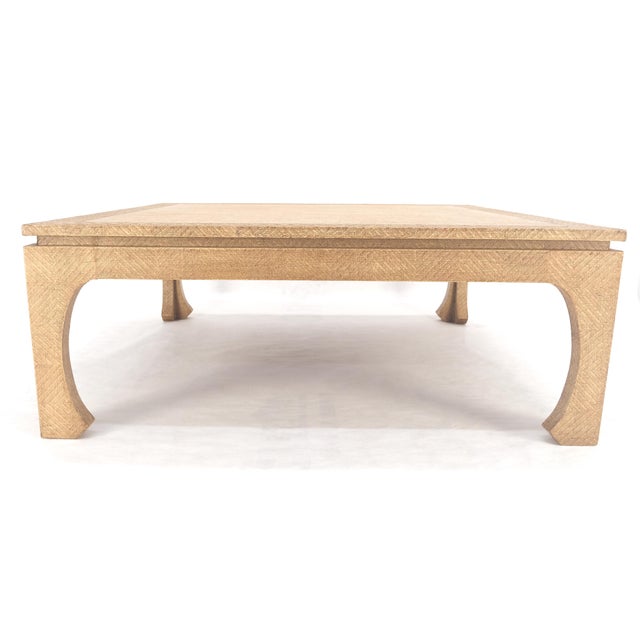 Grasscloth 42" Square Mid Century Modern Coffee Table MINT For Sale - Image 6 of 10