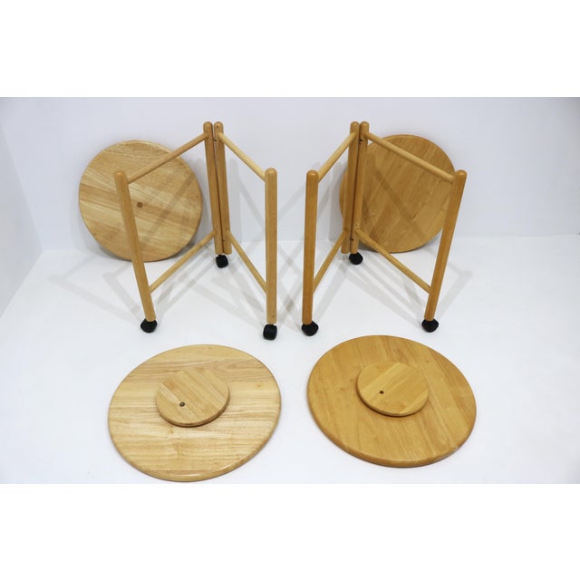 Vintage Danish Foldable Rolling Bar Carts with Removable Trays attributed to Jens Quistgaard, 1970s, Set of 2 For Sale - Image 13 of 17