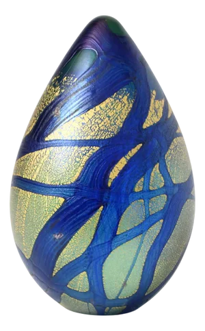 Gold and Iridized Glass Paperweight by Timothy and Jonathan Harris for Isle of Wight, 1990s