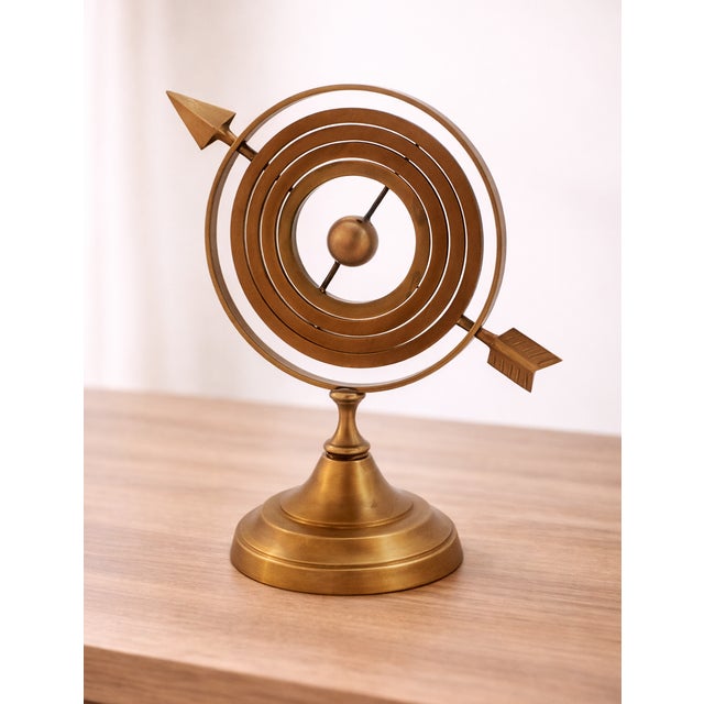 Vintage Handmade Brass Armillary Sphere With Sundial Arrow For Sale - Image 4 of 10