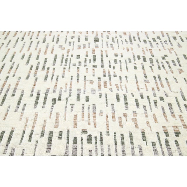 Textile Apadana's Modern Handmade Wool Rug Moroccan-Style in Ivory With Abstract Motif For Sale - Image 7 of 9