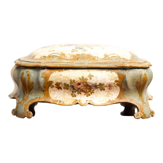 Large Vintage Capodimonte Styled Wooden Box For Sale