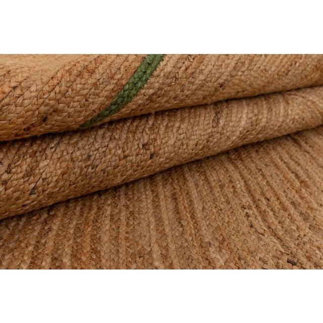 9'x12' Olive Green Scallop Jute Hand Made Rug For Sale - Image 9 of 11