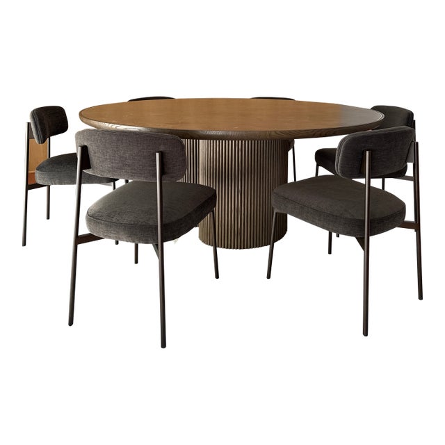 Arhaus Round Dining Room Table & Chairs For Sale