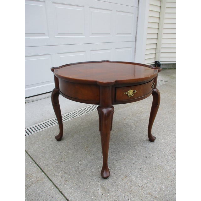 Burl Walnut Queen Anne Round Side Table Chairish