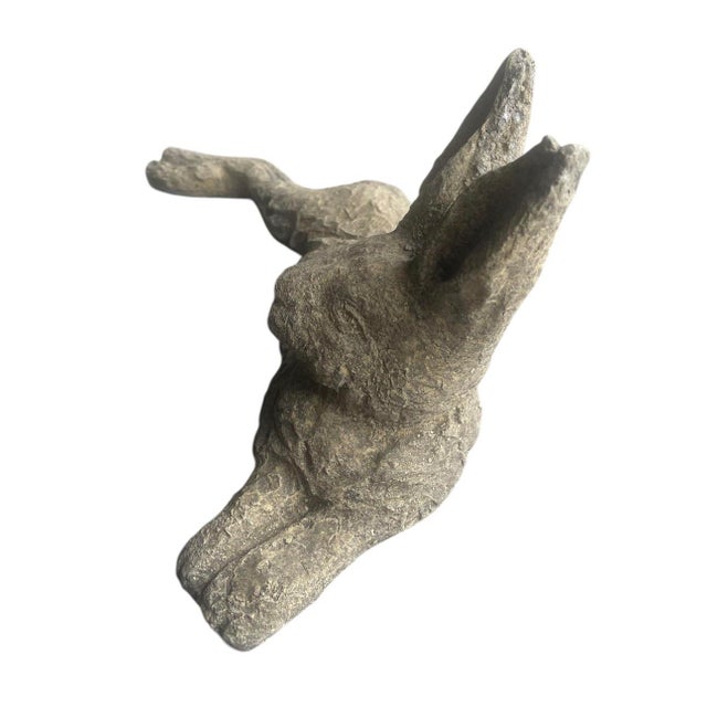 Stone Pair of Vintage Reclining Cast Stone Garden Hares For Sale - Image 7 of 11
