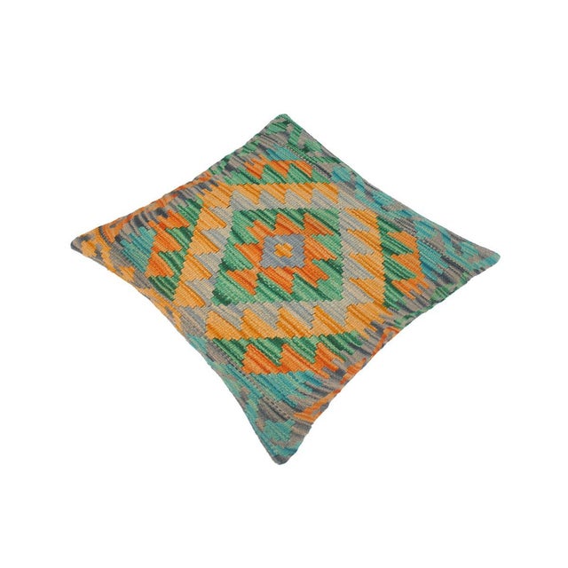 Bohemian Hand-Woven Turkish Kilim Pillow For Sale - Image 4 of 8