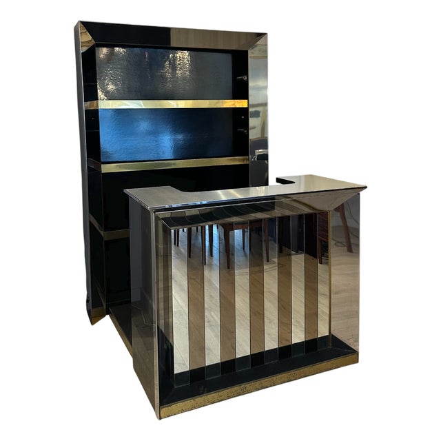 Vintage Italian Chrome and Brass Bar Cabinet, 1970s For Sale