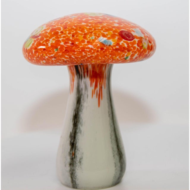 Murano Mushroom Toadstool Art Glass Paperweight Orange 1980s For Sale - Image 11 of 12