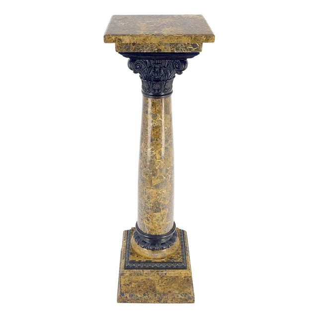 Neoclassical 14" Square Top Tapered Column Pedestal Stand Lamp Table MINT For Sale
