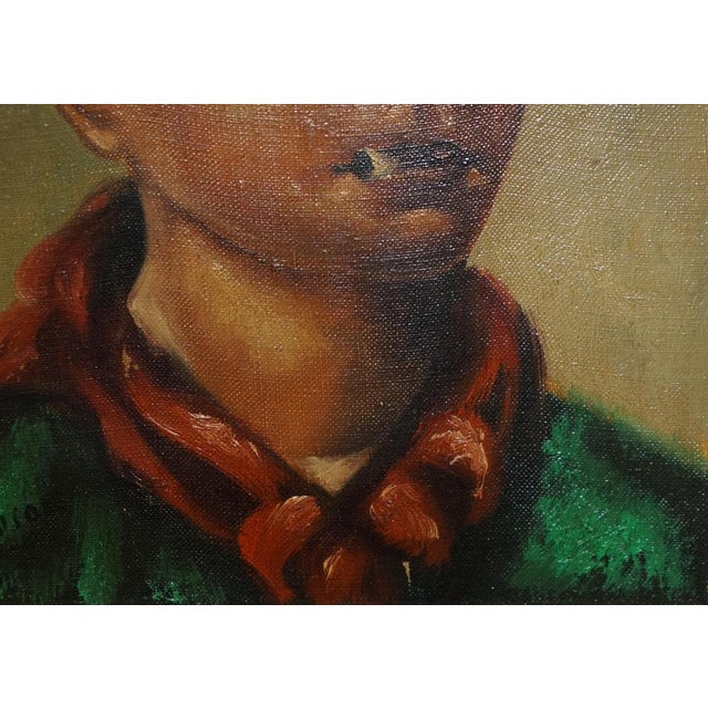 Janson, Young Boy Smoking, 1930, Oil on Canvas, Framed For Sale - Image 6 of 16
