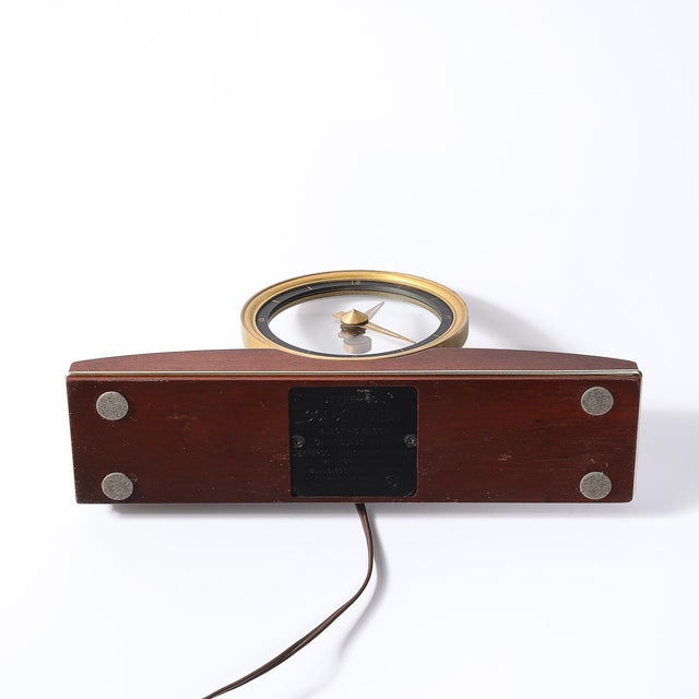 Mid-Century Jefferson Golden View Electric Brass, Glass & Walnut Mystery Clock For Sale - Image 13 of 16
