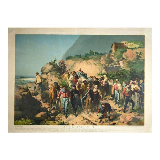 V. Malinverno, Garibaldi to Aspromonte, Original Oleograph, 1930s For Sale