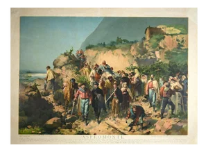 V. Malinverno, Garibaldi to Aspromonte, Original Oleograph, 1930s