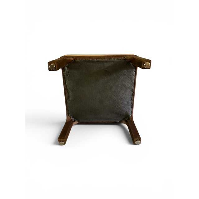 Mid-Century Modern Vintage Sculptural Arched Leg Brown Velvet Ottoman - Mid-Century Modern Stool For Sale - Image 3 of 5