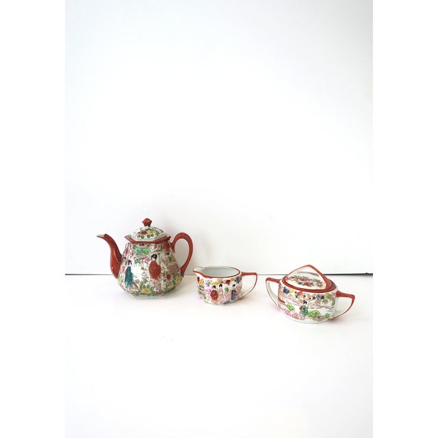 Japanese Japanese Porcelain Tea Coffee Set, Satsuma Art Nouveau Style, Mid-20th Century For Sale - Image 3 of 14