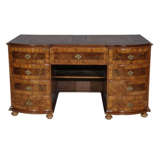 Baroque Desk 18 Century with Intarsia and Insert Work, 1750 For Sale