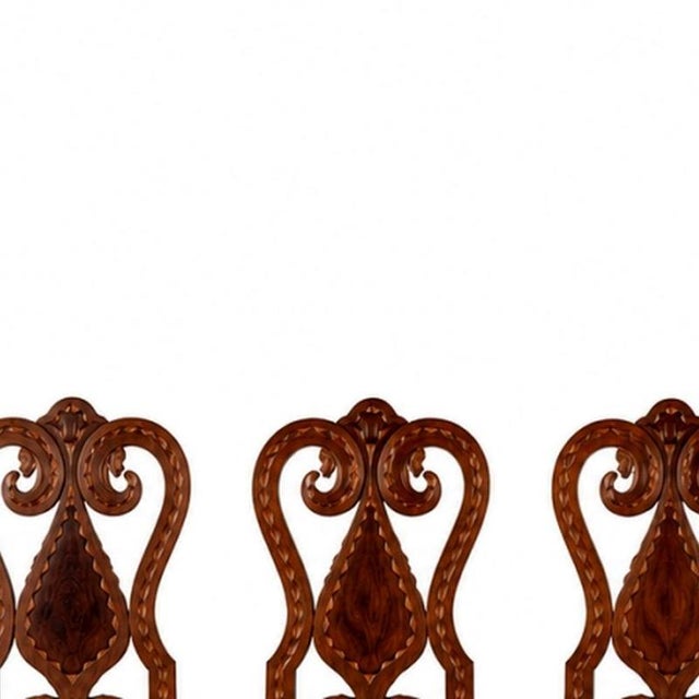 Furniture - Set of six chairs - 19th century. Portuguese, 19th century; made of mahogany wood with satinwood inlays. Seats...