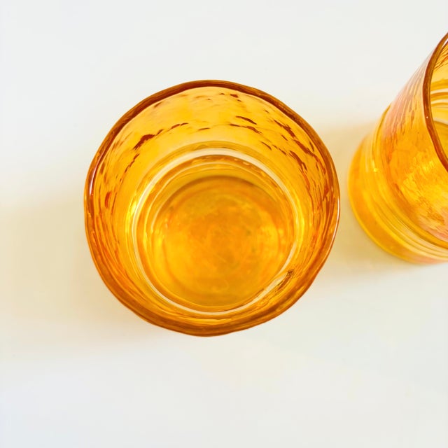 1980s Esteban Prieto Iridescent Orange Lowball Tumblers - Set of 2 For Sale - Image 5 of 10