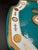 Vintage MCM Georges Briard Teal & Gold Butterfly Curved Glass Tray W/ Wood Handles For Sale - Image 10 of 10