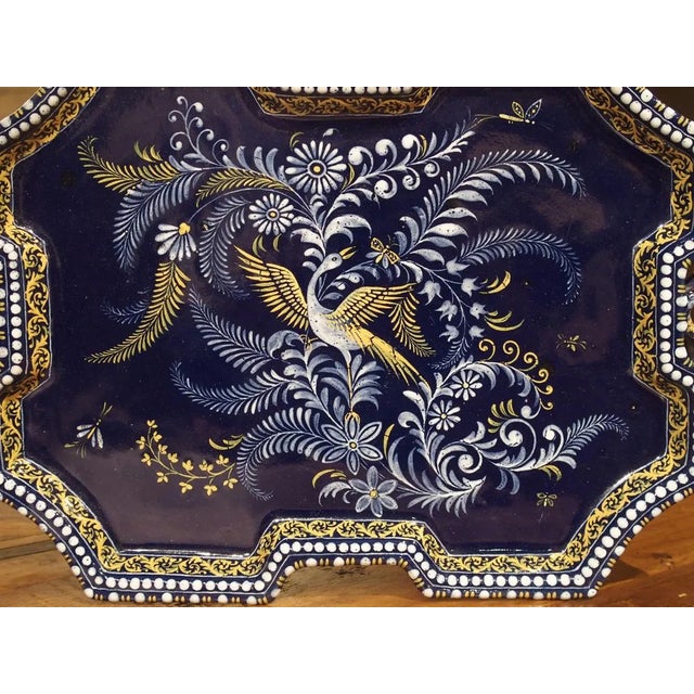 Blue French “Bleu De Nevers” Faience Smoking Service Tray, by Montagnon For Sale - Image 8 of 13