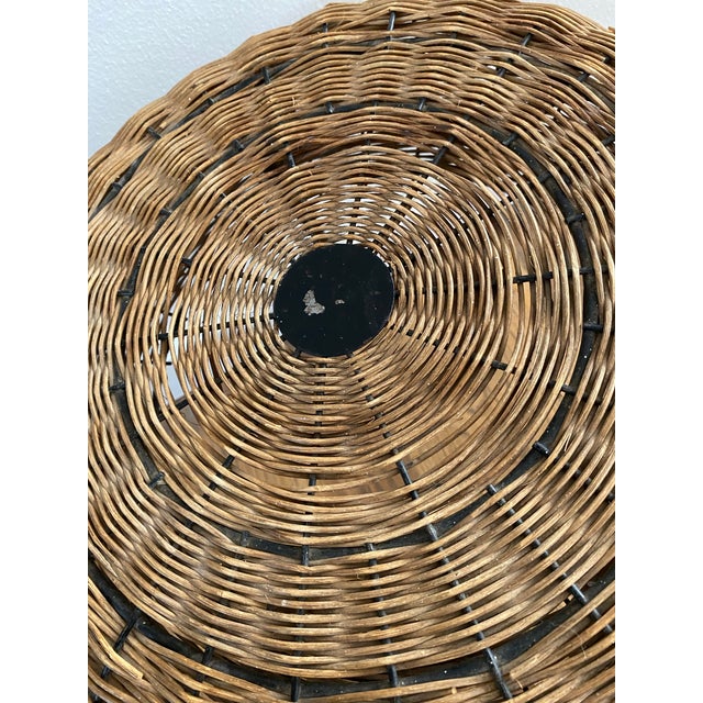 Tan Mid-Century Modern French Woven Rattan Tripod Stool For Sale - Image 8 of 8