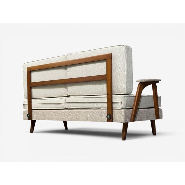 1960s Peter Hvidt & Orla Mølgaard-Nielsen Style, Settee, Cream Boucle, Denmark, 1960s For Sale - Image 5 of 10