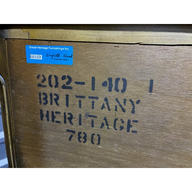 Vintage Drexel Heritage Brittany Collection Louis XV French Provincial Double Dresser With Removable Trifold Mirror For Sale - Image 11 of 11