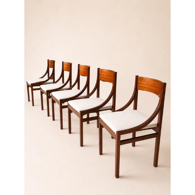 Textile Chaises in Wood from Silvio Cavatorta, Italy, 1960s, Set of 5 For Sale - Image 7 of 7